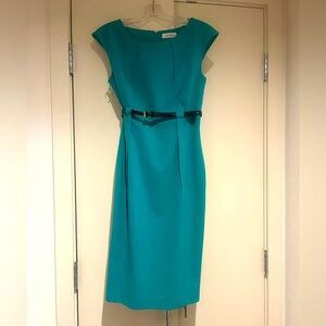 Sz 6 Calvin Klein Turquoise Work Dress